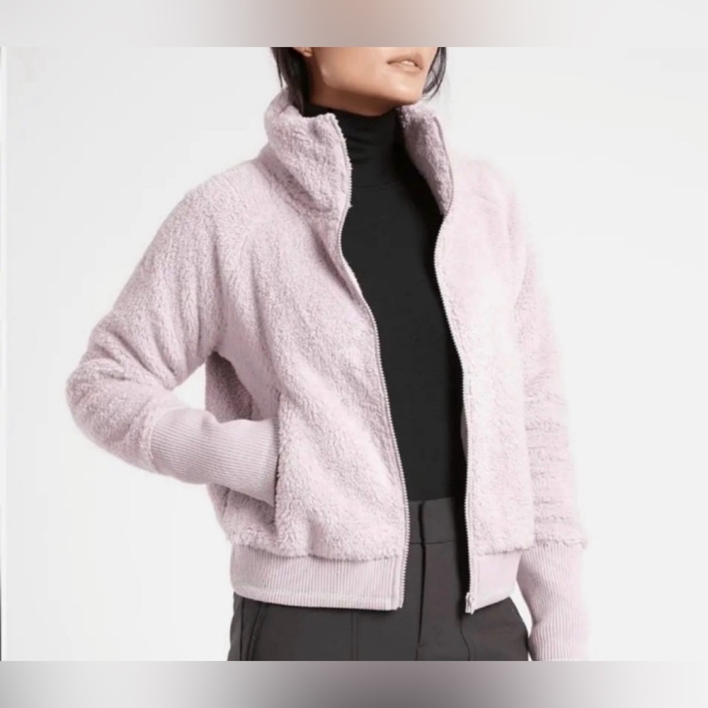 Athleta Lavender Tugga Sherpa Bomber Style Jacket - Size M